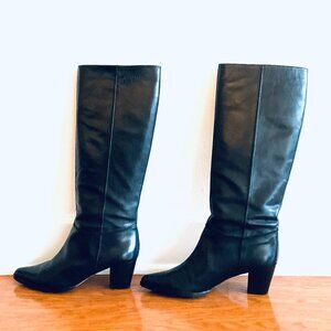 VIBRAM Black Leather Italian Riding Boots Sz 11 Medium